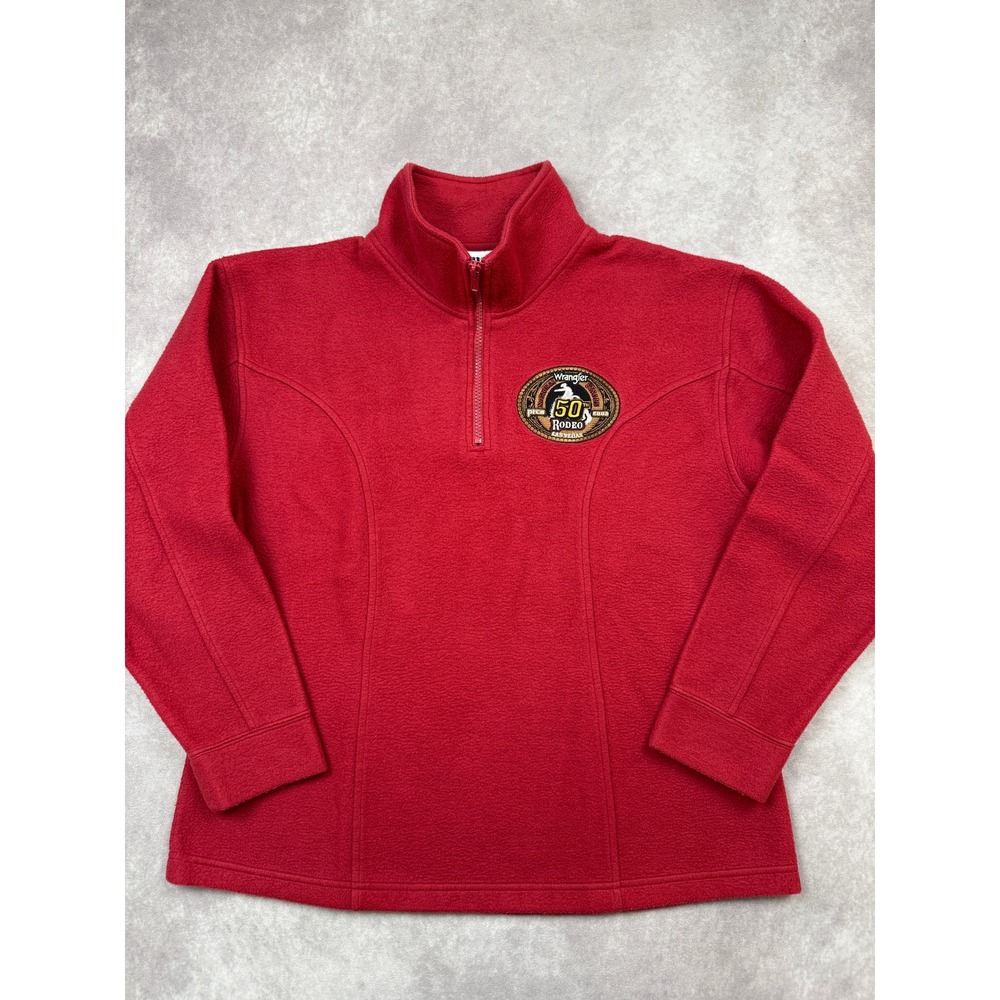 Wrangler Main‎ Gate NFR 50th Rodeo Las Vegas Red 1/4 Zip Fleece Pullover Women L